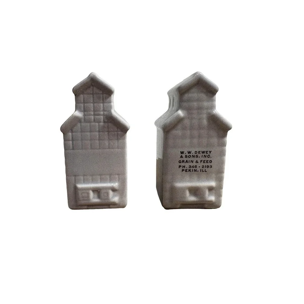 Vintage‎ Grain Elevator Salt & Pepper shakers WW Dewey Grain & feed Co. Pekin IL